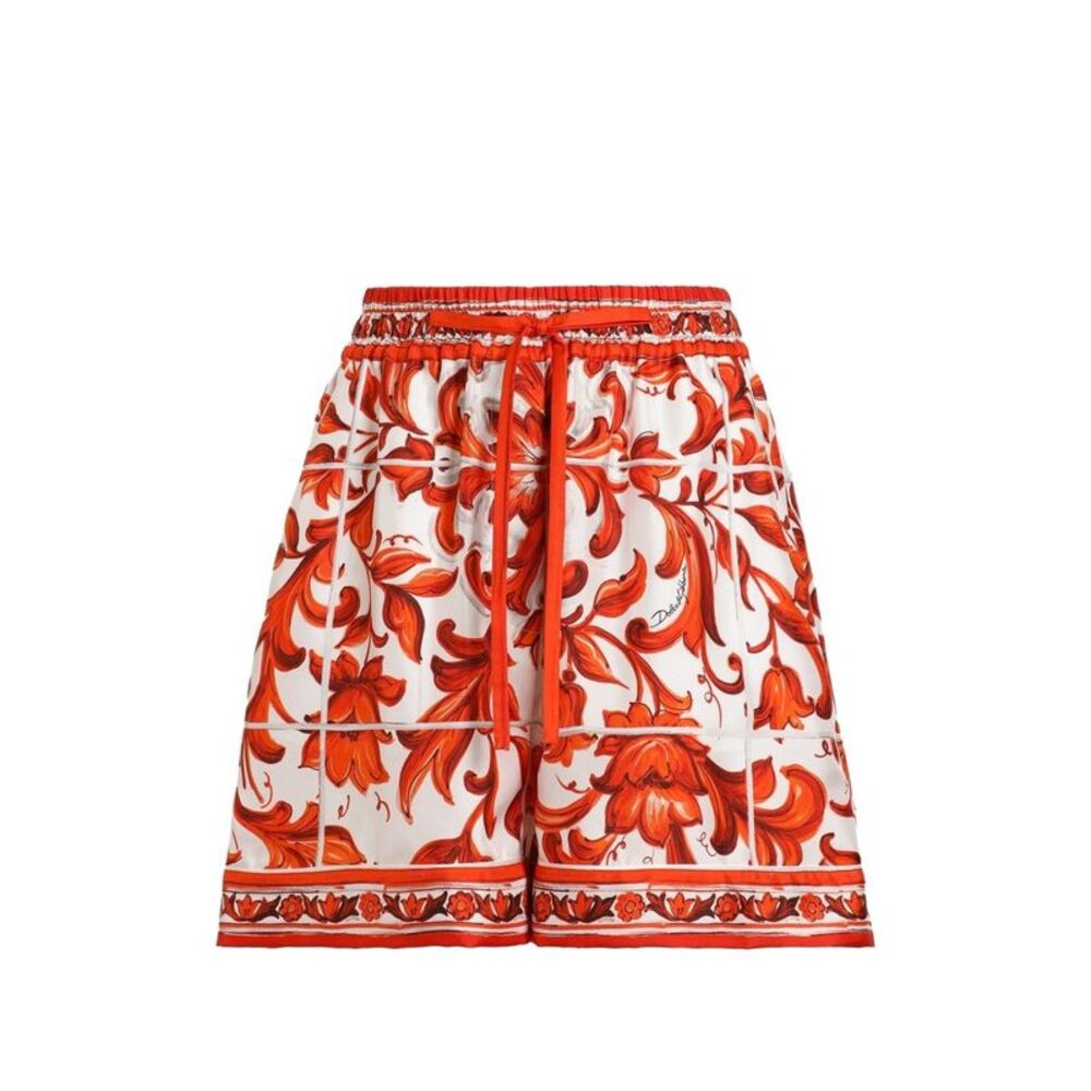 Dolce & Gabbana Women Maiolica Print Silk Shorts